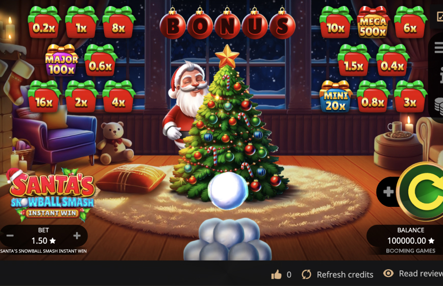 Santa's Snowball Smash Instant Win Slot Review and Demo Play