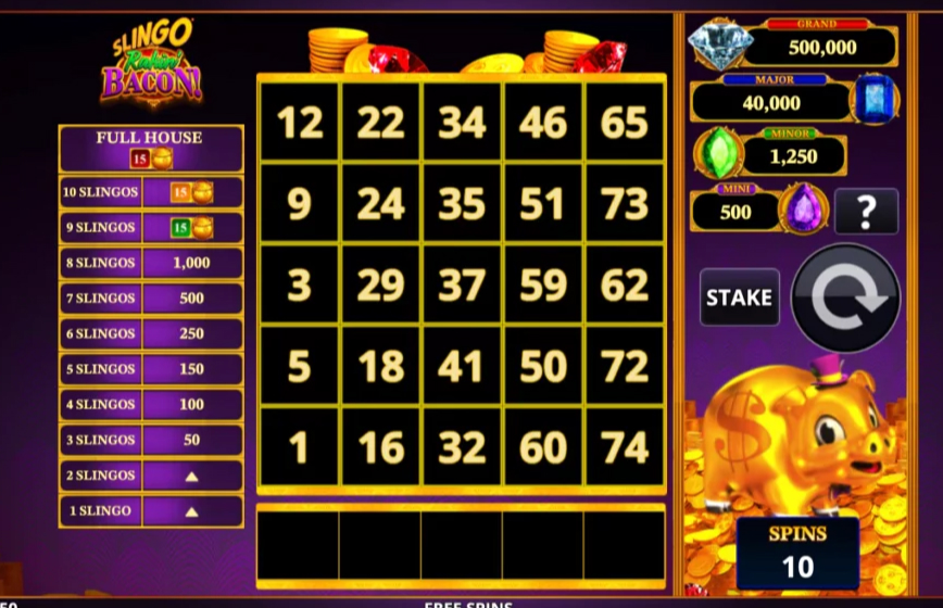 Slingo Rakin' Bacon! Slot Review and Demo Play