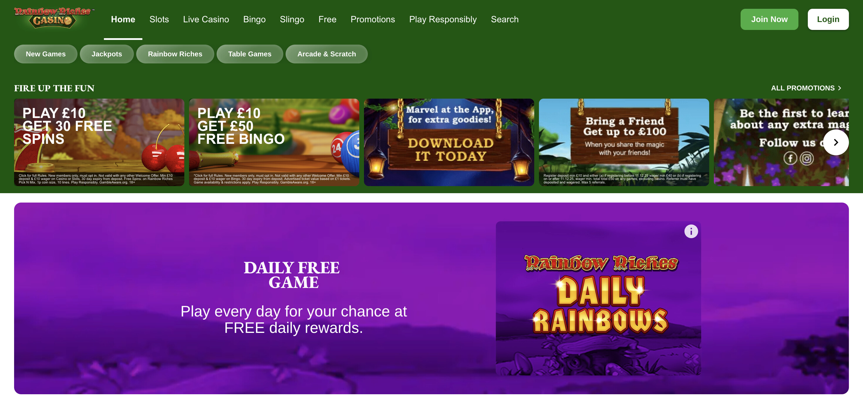 Rainbow Riches Casino screenshot 1