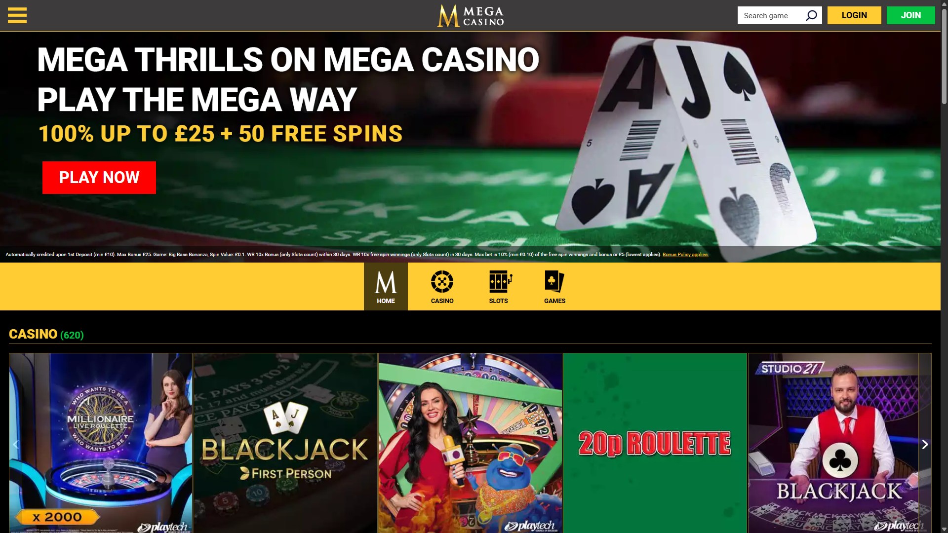 Mega Casino screenshot 1
