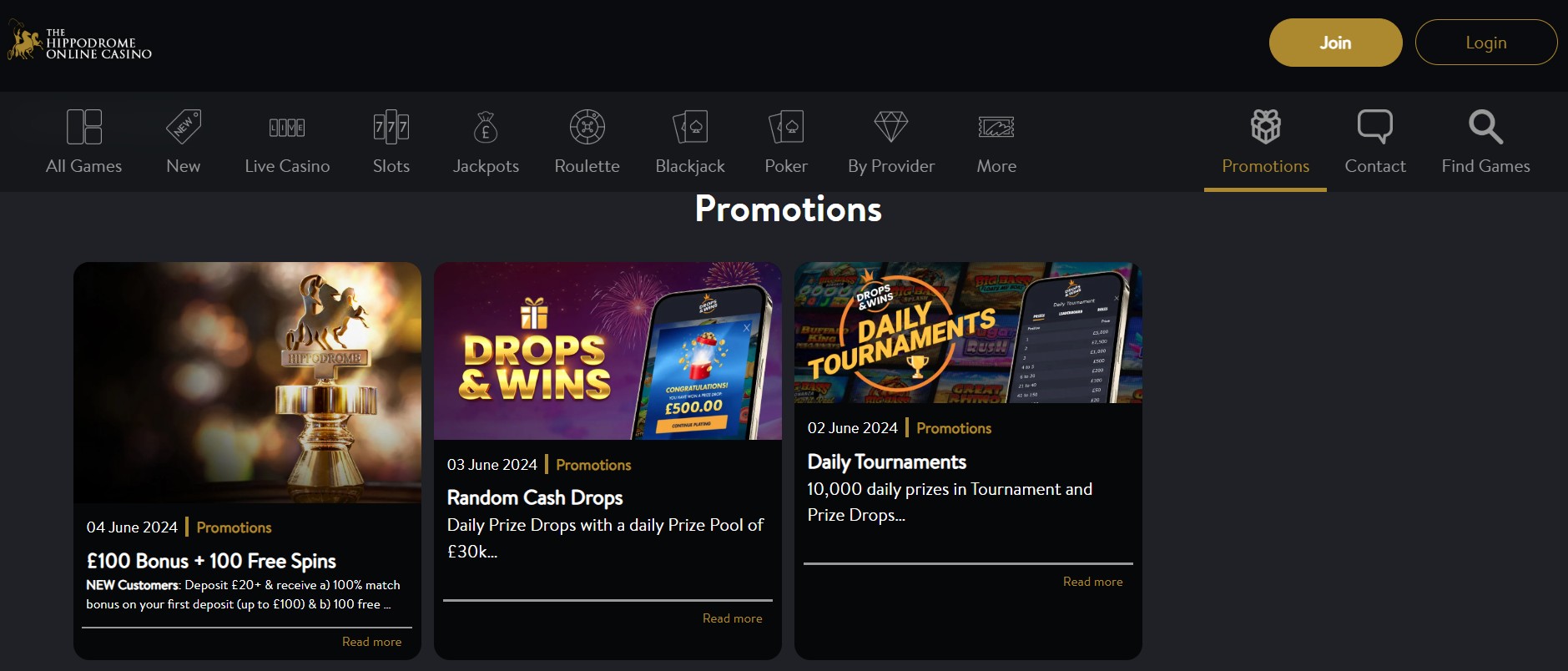 The Hippodrome Online Casino screenshot 1