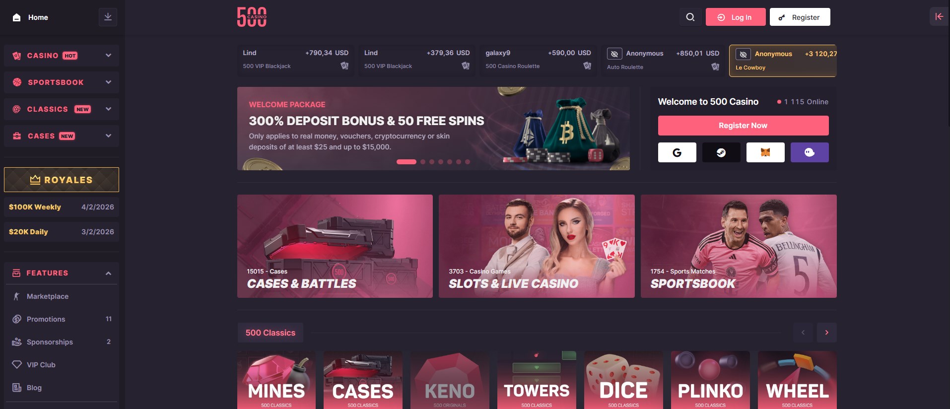 500 Casino screenshot 1