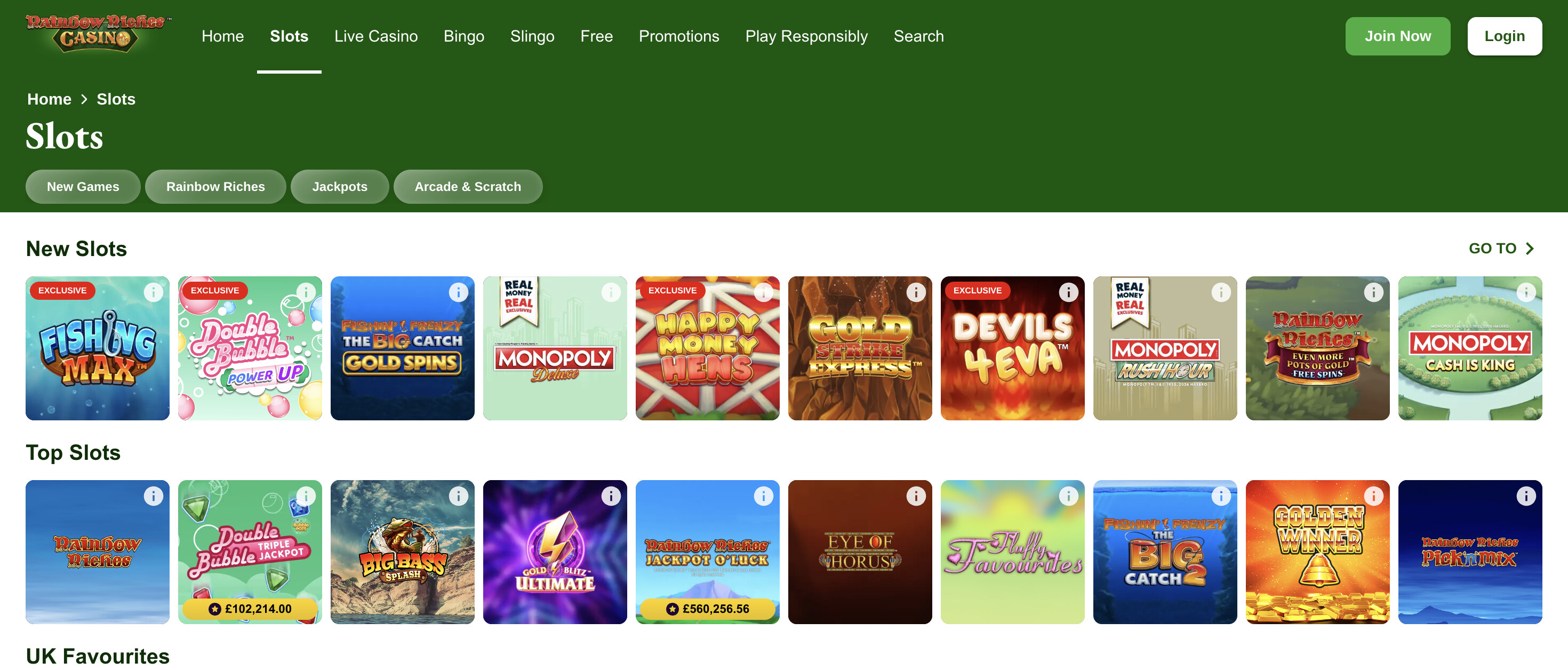 Rainbow Riches Casino screenshot 2