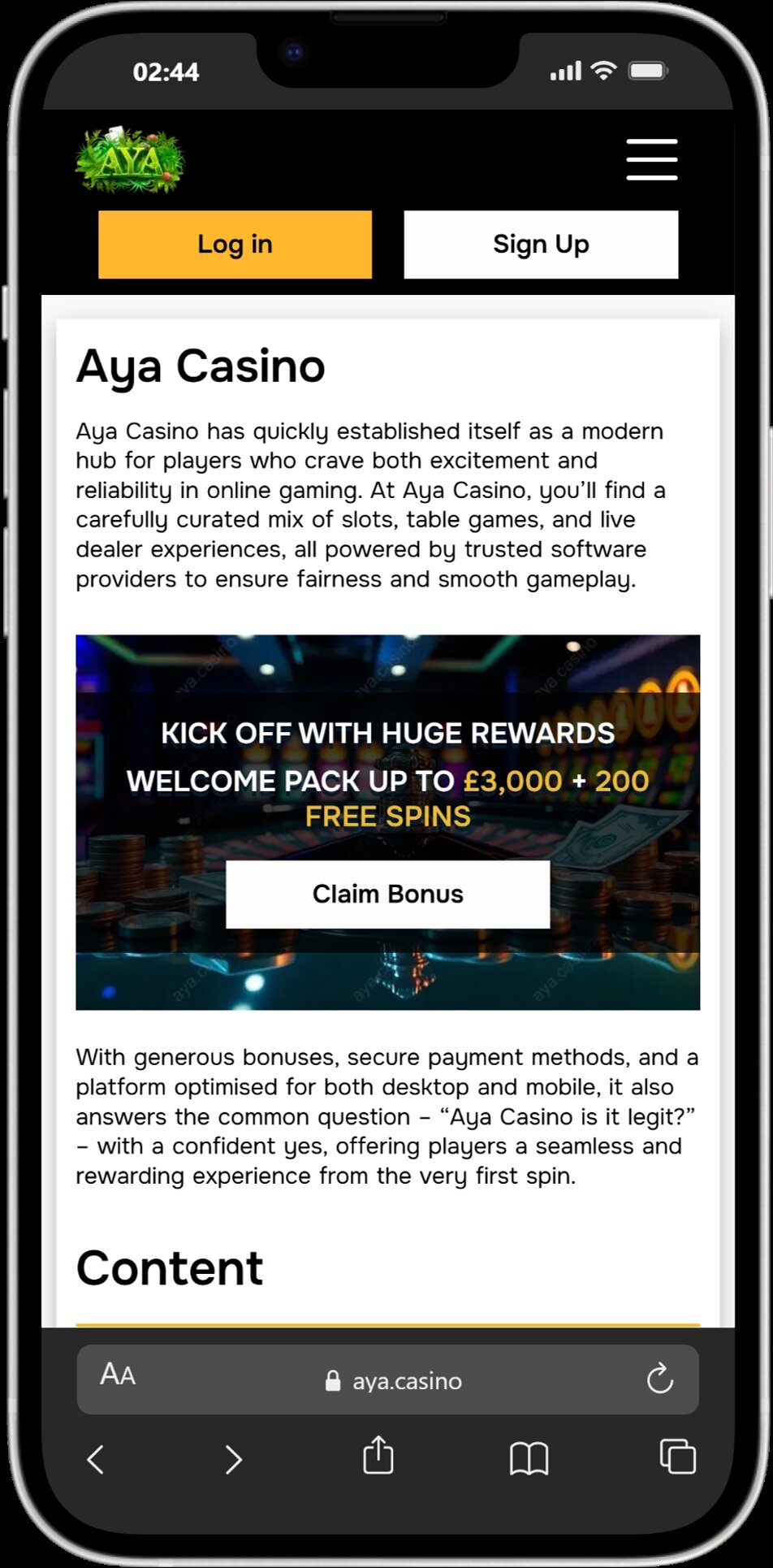 Aya Casino screenshot 4