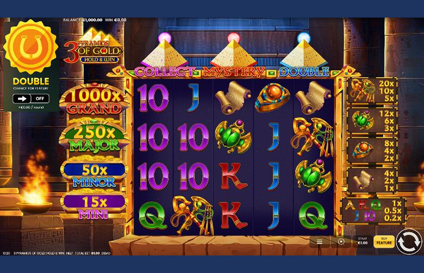 3 Pyramids Of Gold Slot Review and Demo Play