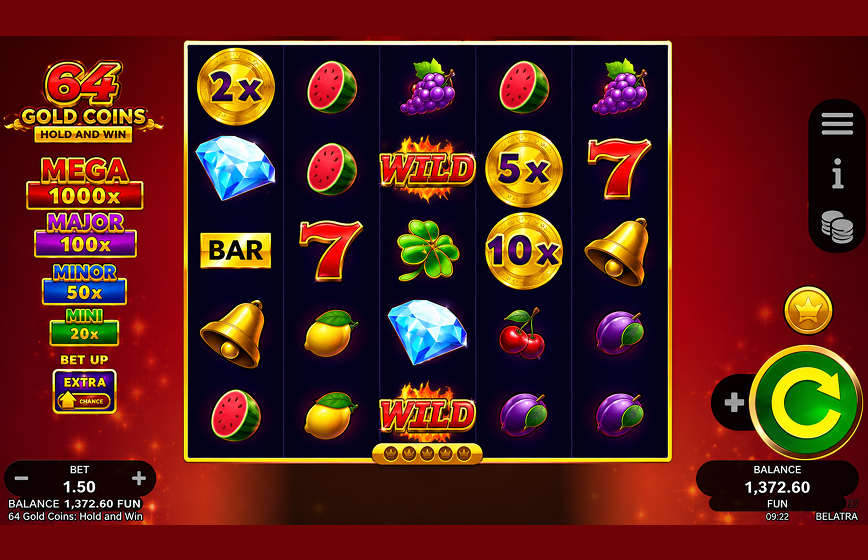 64 Gold Coins Hold And Win Slot Review and Demo Play