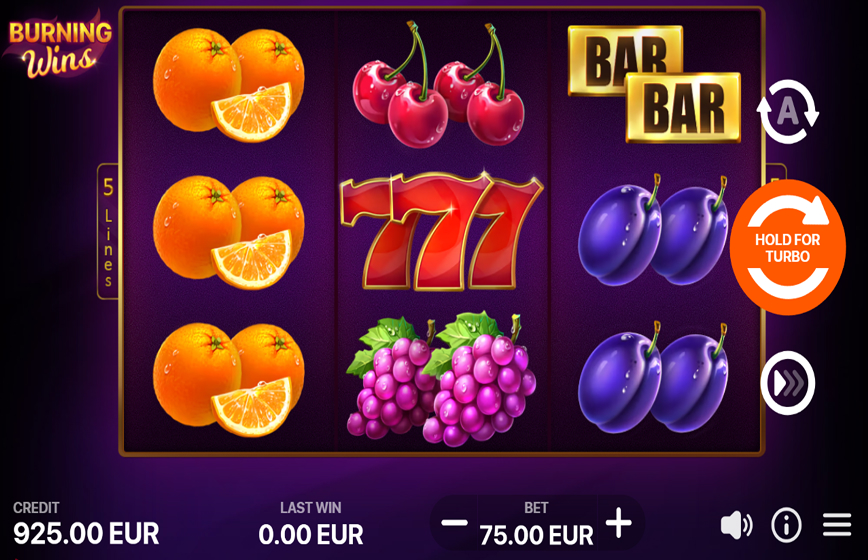 Burning Wins Classic 5 Lines Slot Review and Demo Play