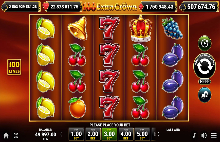 100 Extra Crown Slot Review and Demo Play